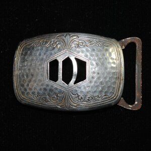 Antique 1920s Silverplated Engraved Art Deco Belt Buckle